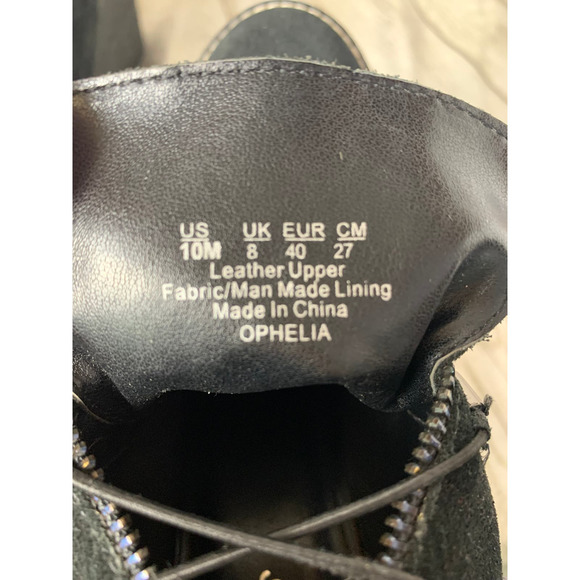 Fergie Ophelia Suede Wedge Ankle Booties, Zipper Detail, Black, Size 10 - Picture 5 of 6